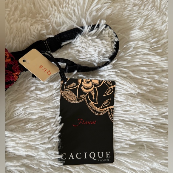 Cacique Sheer Underwire Bra Black with Red and Orange Floral Embroidered 40DDD - Picture 8 of 8